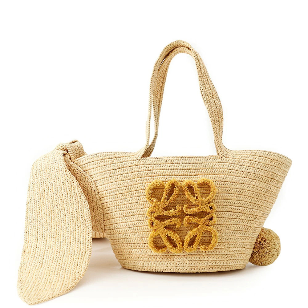Loewe Top Handle Bag Bunny Basket Bag Raffia Rabbit Gold